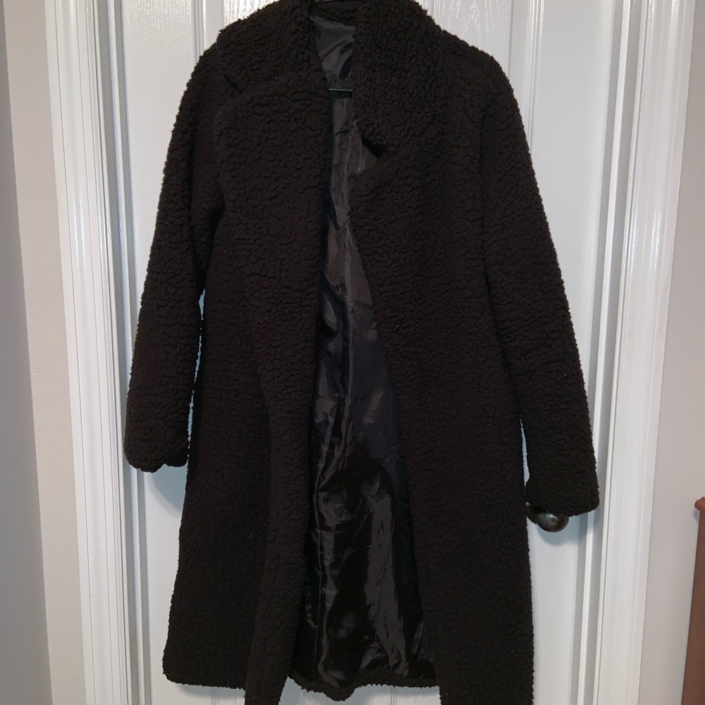 Black Teddy Bear Sherpa Cardigan